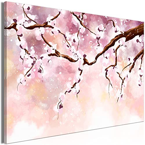 decomonkey Bilder Baum Kirschblüte 60x40 cm 1 Teilig Leinwandbilder Bild auf Leinwand Vlies Wandbild Kunstdruck Wanddeko Wand Wohnzimmer Wanddekoration Deko Abstrakt Blumen