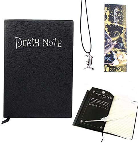 Death Note Notizbuch mit Federstift, für Cosplay-Liebhaber, kann als Tagebuch und Notizbuch verwendet werden (mit Federstift und L-förmiger Halskette)