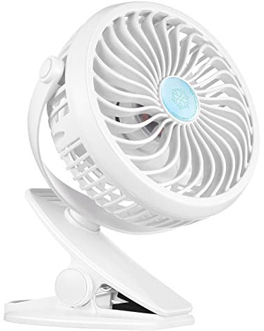 TCJJ Clip on Fan,Pram Fan,USB Rechargeable Portable Personal Desk Stroller Clip Fan for Baby Stroller Car Seat Crib Bike Camping Treadmill (white)