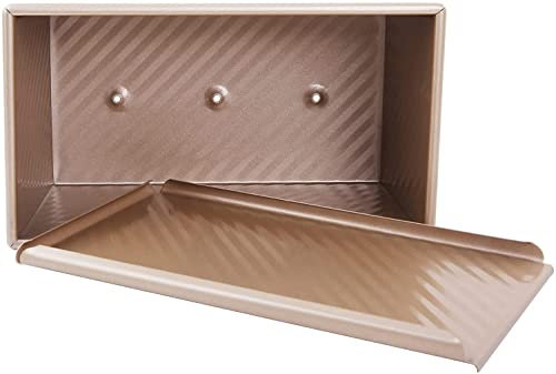 YXSH Brot Toastform Laib Pfanne Brotbackform Kastenform mit Deckel gewellt Pfanne Brotbackform mit Deckel Gebäck Brotbackform Allumiumlegierung Antihaftgold 450g