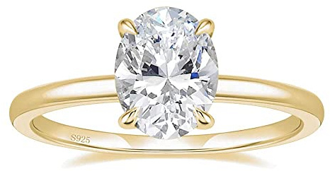 Titaniumcentral Ringe für Damen Silber 925 Solitärring 3CT Oval Zirkonia Verlobungsringe Versprechen Ring Eheringe Rosegold Gold