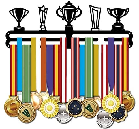 SUPERDANT Trophäen Medaillen Aufbewahrung Sport Medaillen Halter Schwarze Eisen Für Laufen Medaillenhalter Gymnastik und andere Sportwettkämpfe Medaille Aufhänger Geschenke für Sportler Kinder