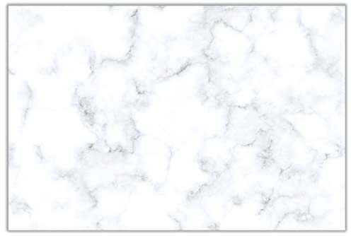 Wallario Küchenrückwand aus Glas 90 x 60 cm, Motiv: Weiße Marmor-Optik | Spritzschutz abwischbar & pflegeleicht