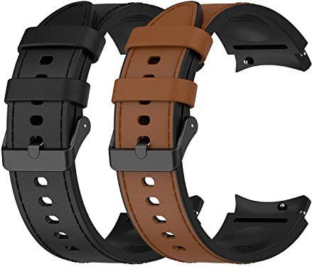 Correa de piel auténtica para Samsung Galaxy Watch 5 Pro/Watch 4 40 mm 44 mm Correa de silicona para Galaxy Watch 4 Classic 2 unidades, Größe L