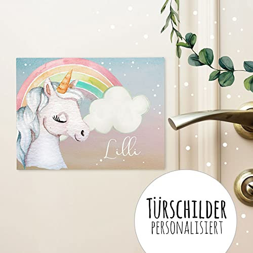 Türschild Metallschild Aluschild Blechschild mit Namen Schild Schilder Namensschild Kinderzimmer Einhorn Einhörner Name Bundle71 tch1 - tch6 - ausgewählte Größe: *Einhorn mit Regenbogen tch2*