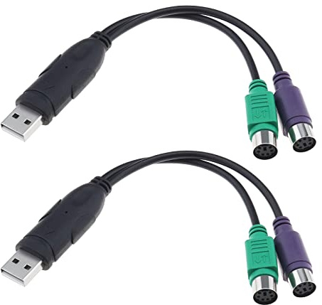 Create idea 2pcs PS2 vers USB Adaptateur PS2 Clavier et Souris vers USB Câbles de Convertisseur Adaptateur Répartiteur en Y Prise en Charge du Port PS2 Commutateur KVM 20cm