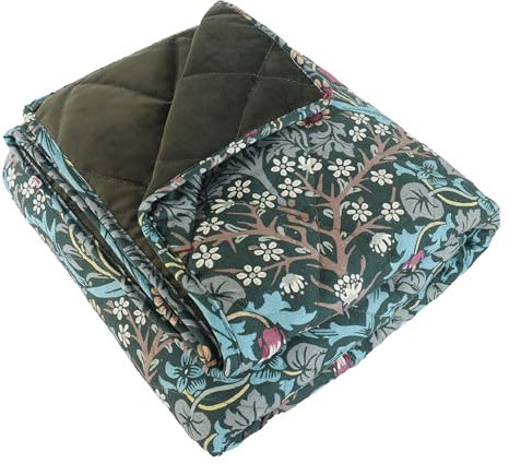 Rosewood x Morris & Co. Blackthorn Pet Blanket for Dogs and Cats, 150 x 100 cm, Green, Dog Blanket/Throw with Soft Velvet Reverse, Easy-Care, Luxury William Morris Print