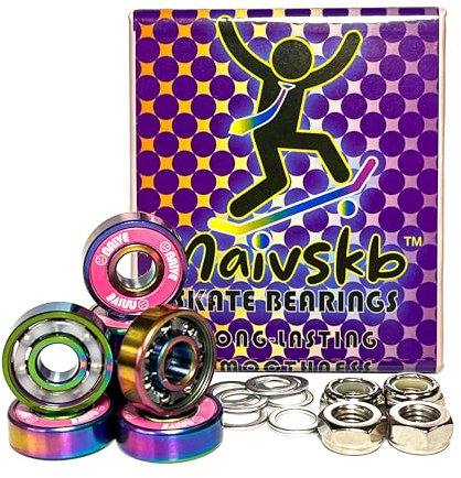 Naivskb Skateboard Bearings 8mm 8 Pack w/Locknuts Washers Skateboards Longboards Cruisers Surfskates Scooters Roller Skates (Neon Pink)