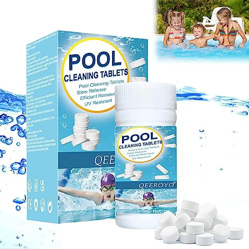 Hot Tub Chlorine Tablets, 100G Chlorine Tablets for Swimming Pool, Hot Tub&Swimming Pool Chemicals, Chlorine Tablets for Hot Tub, for Swimming Pool Paddling Pool Spa Bathtubs Pool Water Cleaning Kit