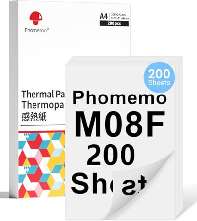 Phomemo M08F Duplex Thermopapier Kompatibel für PhomemoM08F M832 M832D M833 M834 Q302 Mobiler Drucker und andere A4 Thermodrucker, 210x297mm M08F Druckerpapier, 200 Blatt