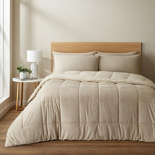 Catherine Lansfield Cosy Cord Bettdecke ohne Bezug, 6,5 Tog, naturfarben