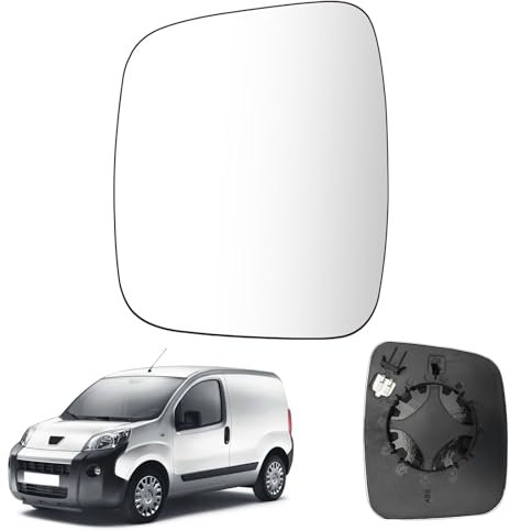 Cristal De Retrovisor Calefactable Izquierda Compatible con Fiat Qubo Fiorino/Citroen Nemo/Peugeot Bipper 2008-2020 Espejo Retrovisor