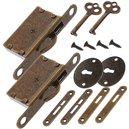 Mikikit 2sätze Schrankschloss Teilig Dekorative Schloss Für Schmuckkästchen Holzboxen Und Möbel Installieren Vintage Design Für Vielfältige Anwendungen