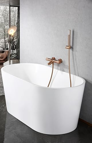IMEX - Robinetterie thermostatique bain-douche, robinet de baignoire avec système TURN CLEAN SYSTEM - Série LINE (Or rose brossé)