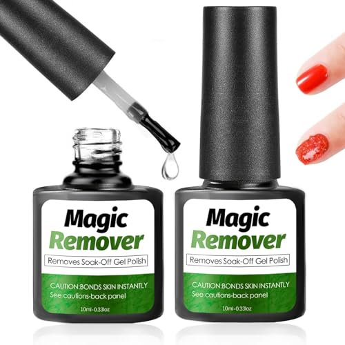 2 Pack Gel Nail Polish Remover 10ml, Fast Magic Remover, Peel Off In 3-5 Minutes, Green