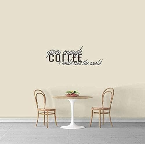 PiWine Wandaufkleber mit Text aus Vinyl, für ausreichend Kaffee, kann die Welt beherrschen, Restaurant, Café, Lounge, Zitate von Kaffee, Dekoration, Tapete, 57 x 20 cm