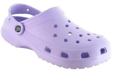 ella Shoes Womens Clogs EVA Slip On Moulded Footbed Lightweight Comfort Stylish Pool Beach Garden Colourful Tie Dye Mules (Lilac), 5 UK