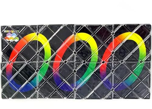 Xrten 8 Panels 3 Ringe Faltpuzzle Würfel Magic Cube Twisty Spielzeug, Schwarz Magie Falten Puzzle, Zauberwürfel für Kinder Jugendliche Erwachsene