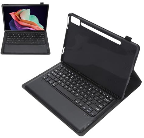 Plyisty Case with Keyboard for Tab P12 12.7 Inch 2023/Pad Pro 12.7 inch 2023, Rechargeable Detachable Wireless Keyboard Case with Pen Holder (Black)
