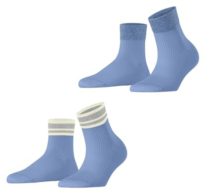 ESPRIT Damen Retro Glitter 2-Pack Socken atmungsaktive biologische nachhaltige Baumwolle gemustert 2 Paar