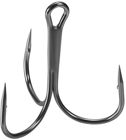 PATIKIL 4/0# Fishing Treble Hooks, 10Pcs 3X Strong Treble Fish Hook High Carbon Steel Fishing Hooks Round Bend Barbed for Freshwater Saltwater, Black