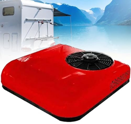 RV Air Conditioner Truck Roof Air Conditioner All-In-One-Rv Rooftop Air Conditioner, 12V/24V Dc Air Rv Klimaanlage Für LKW Rv Boot Automotive Camper Travel Trailer Motorhome,Rot-12V