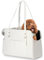 Lasaviin Hundetragetasche, modische Leder-Haustier-Tragetasche mit Taschen, von Fluggesellschaften zugelassen, weiche Seiten, für Welpen, Katzen, Hunde, Weiß