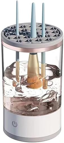 SQUADO Cepillo eléctrico Lavadora de Brochas de Maquillaje, Limpia Brochas de Maquillaje, Centrifugado Automático a 7000 rpm, Limpiador Rápido y Automático, Blanco y Rosa