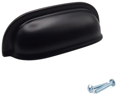 M4TEC Cup Kitchen Cupboard Door Handles, Kitchen Cabinet Door Handles, and Drawers, Bedroom Furniture Black Pull Handles - VG5 Series: 64 mm