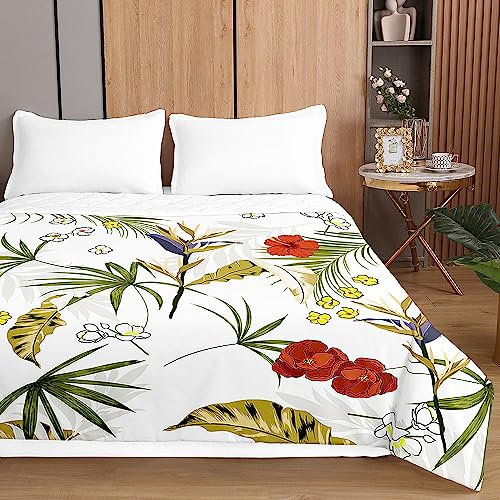 Highdi Sommer Bettdecke, Atmungsaktive Leicht Dünn Sommerdecke, 3D Grüne Pflanzen Bettdecke, Mikrofaser Tagesdecke für Sofaüberwurf, Einzel Doppel (130x150cm,Kranich-Orchidee)