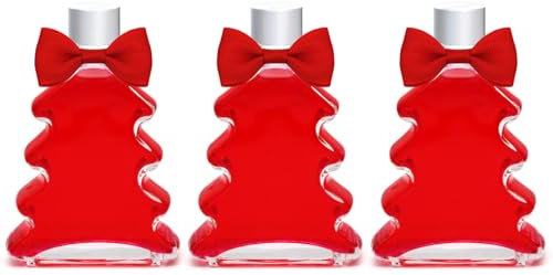 Tianher 3 pezzi 200ml Bottiglie di Vetro vuote,Bottiglie di liquore Natale,Bottiglie di Vetro da Riempire per Natale,Bottiglie di Succo,Riutilizzabile, Trasparente Tappo A Vite