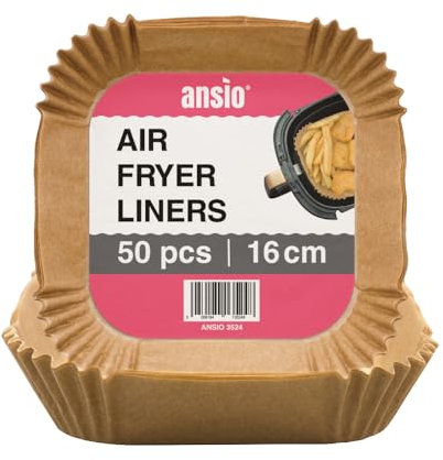 ANSIO Air Fryer Paper Liners 50 PCS Square Disposable Liners, 16cm x 16cm x 4.5cm Inner Fit for COSORI, Ninja, Tower Air Fryers - Pack of 50