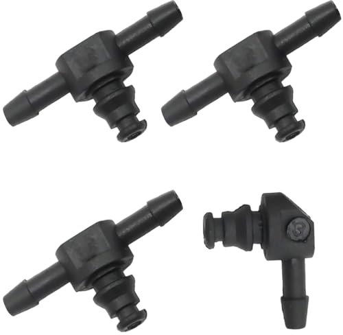 Yuiturt 4 Pcs Common Rail Diesel Injector, 3 T's & 1 L Leak Off Pipe Return Connectors，Connector Fuel Injector Return Connector, Fuel Return Line System Connections for Air Water Gas Fuel Oil Pipe