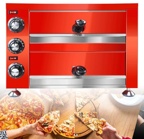 Hydravex Commercial Pizza Oven Countertop, 12 Double Deck Layer, 2200W Stainless Steel Electric Pizza Oven, Multipurpose Indoor Pizza Maker for Restaurant Home Pretzels Baked