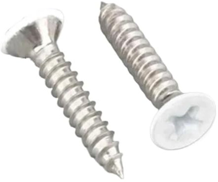 Vis autotaraudeuses Phillips à tête plate blanche en acier inoxydable, 10 pièces, croix encastrée, 10 pièces, M2,6x6mm