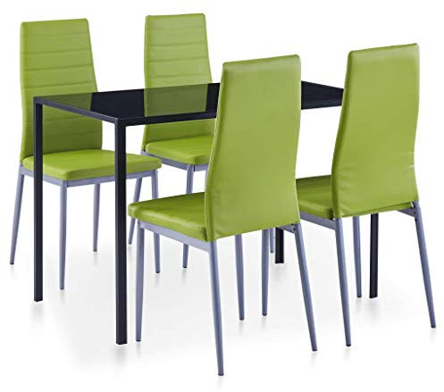 Sufrk 5-TLG. Essgruppe Grün Sitzgarnitur Garten Balkon Sitzgruppe Balkon Deko
