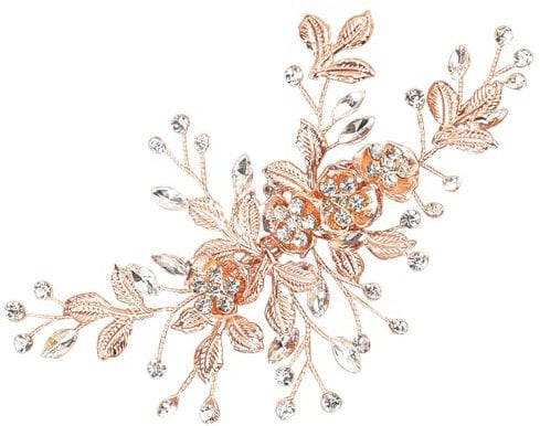 Wedding Hair Clip Hair Accessories for Women Handmade Flower Rhinestone Headpiece Hair Pins for Bridal Bridesmaid Girls (Rose Gold)