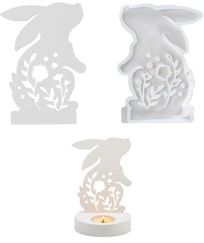 Silikonformen Gießformen, Silikonform Ostern Hase, 3D Silikonformen Gießformen Ostern Hase, Gießform Ostern Hase, Silikon Gießform Ostern Hase for Gips, Sojawachs, Kerzen, Handwerk (C)