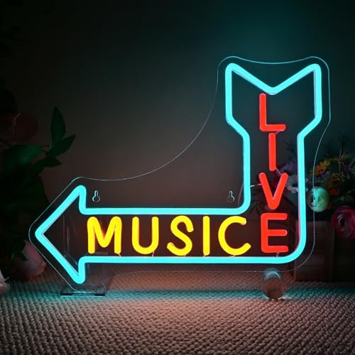 Wanxing Live Music Neon Schild,LED Neon Licht für Wand Dekor,Musikalische Sign mit USB-betrieben für Bar, Musik Party, Nachtclub, Studio, Geschenk