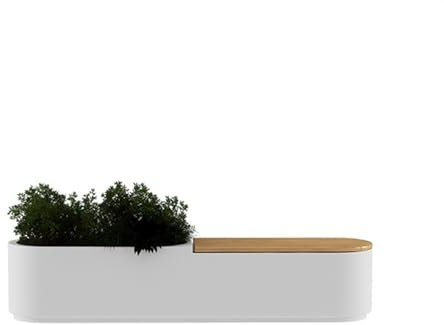 Bank mit Pflanzkasten, Sitzbank aus Edelstahl for den Außenbereich, Blumenkasten, Einkaufszentrum, Park, Terrasse, Sitzkombination, Blumenbeet, Pflanzkasten aus Eisen, Pflanzgefäß, Trennwand, Pflanzge