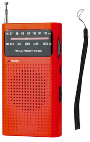 Wzxksoac Radio Portátil Pequeña de Banda, Miniradio de Bolsillo con Puntero Am FM para Correr, Acompañar, Viajar, Analógica, Roja