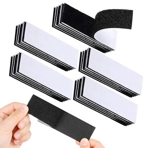 60 PCS Velcro Strips, Heavy Duty Reusable Hook and Loop Tape, Strong Hold and Waterproof Design, 3cm x 10cm Adhesive Strips for Mounting, Hanging or Organizing Items(Black)