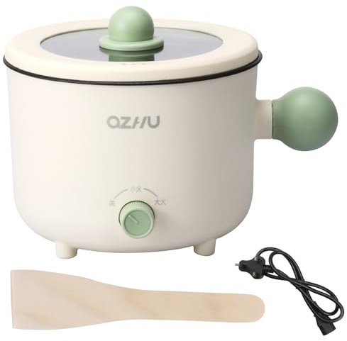 Electric Hot Pot with Steamer - 1.8L/54oz Non Stick Ramen Cooker with 2 Power Level - 220V Shabu Shabu Hot Pot Portable Travel Electric Skillet for Soup Porridge Ramen (Single Layer pan)