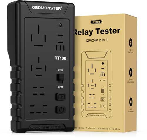 Testeur De Relais De Voiture 12v/24v, Outil De Diagnostic De Relais, Compatible relais 4/5 broches, 5 embases à broches différentes, adapté voitures, camions, motos, bateaux