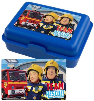 United Labels Feuerwehrmann Sam Brotdose - Team Rescue Lunchbox Butterbrotdose mit Trennwand Blau