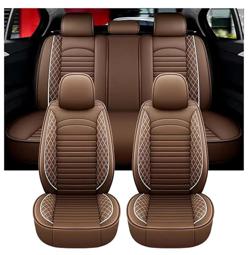 Auto Sitzbezüge Sets FüR Nissan X-Trail IV T33 2021 2022 2023 2024, Leder Auto Schonbezug Full Set Sitzbezug, Auto Sitzbezüge Airbag Kompatibel, Wasserdicht Sitzbezug Auto Zubehör(White Curry)
