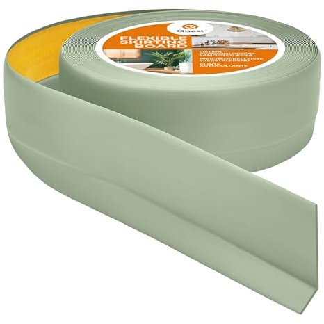 Quest Battiscopa Morbido 50 x 20 mm Autoadesivo - Chiaro-Verde, 5 m | Listello di finitura flessibile in PVC, senza forare, per cucina e bagno, superficie antimacchia