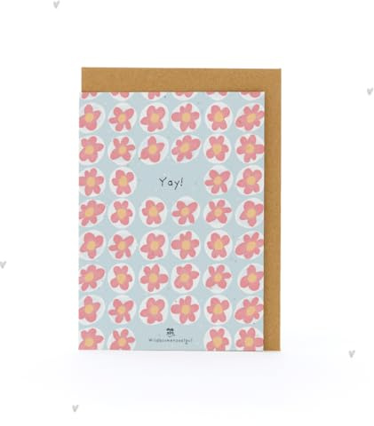 Grußkarte „Yay“ – Wachsende Glückwunschkarte aus Saatpapier mit Wildblumensaatgut | Karte zum Mitfreuen und Gratulieren bei bestandener Prüfung, Geburtstag, neuer Job oder einfach so | Inkl. Umschlag