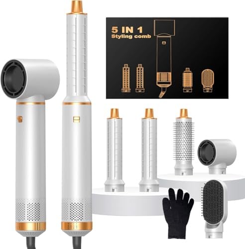 OKWRAP Haarstyler Hair Styler Set Hairstyler 5 in 1, Multistyler Haare mit Automatischer Lockenstab Warmluftbürste Rundbürste Föhn Haarglätter Brosse Seche Cheveux für Locken, Glätten, Trocknen