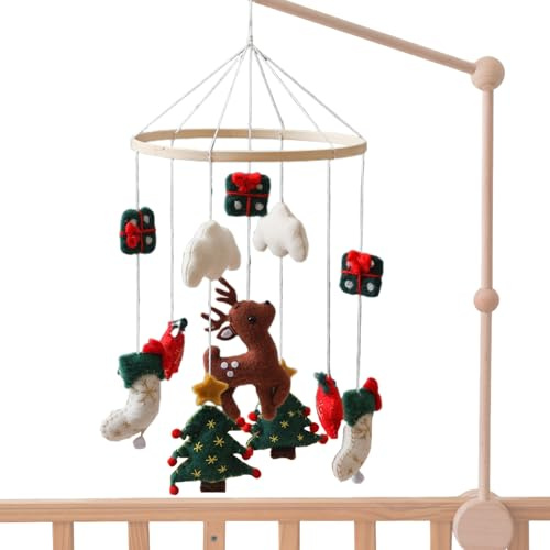 Mobile Bébé pour Berceau Mobile Suspendu de Noël | Carillon Mignon Décorations En Feutrine Renne Arbre De Noël Pour Chambre Enfant Mur Anniversaire